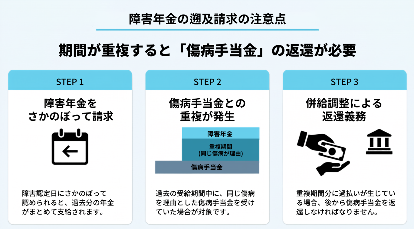 障害年金を遡及請求するときは返還に注意