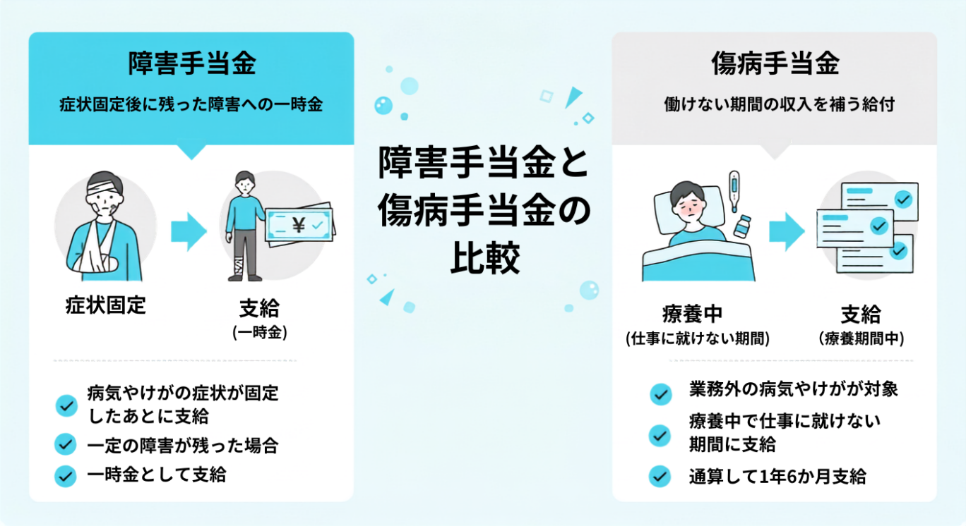 障害手当金と傷病手当金の違い