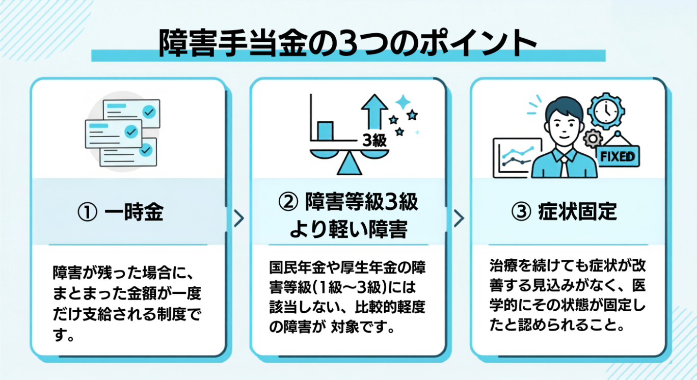 障害手当金の3つのポイント